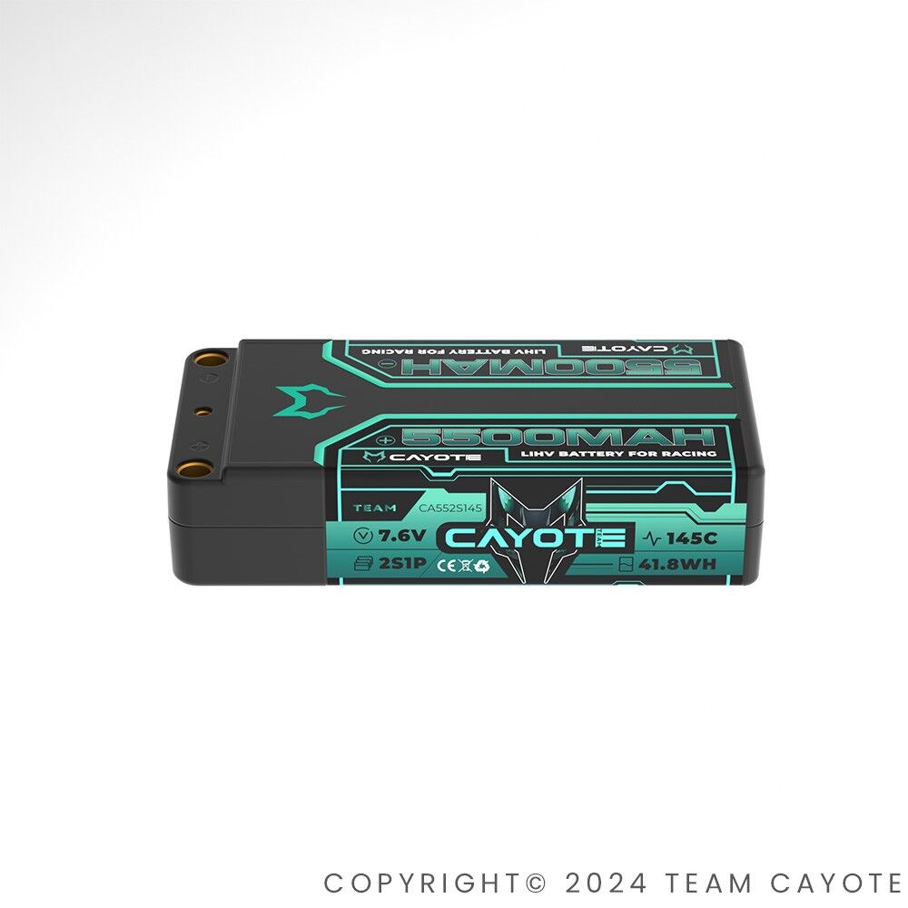 CAYOTE Racing 5500mAh 2S Shorty LiPo Akku 7,6V 145C 203g - 552S145 - RCXX - RC Racing Shop | RC Models | Tuning & Spare Parts for Professionals
