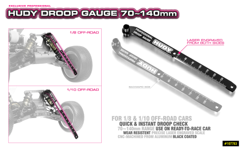 Hudy Chassis Droop Gauge 70-140mm for 1/10 & 1/8 Offroad - H107783 - RCXX - rc racing for professionals