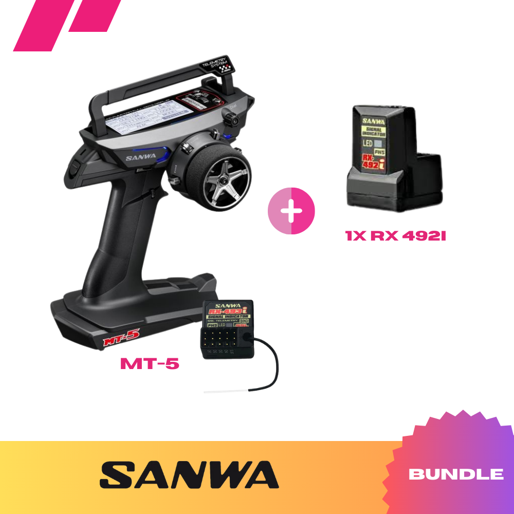 Sanwa MT-5 Radio + RX-493i Receiver + RX-492i Receiver (Bundle) - RCXX - RC Racing Shop | RC Models | Tuning & Spare Parts for Professionals