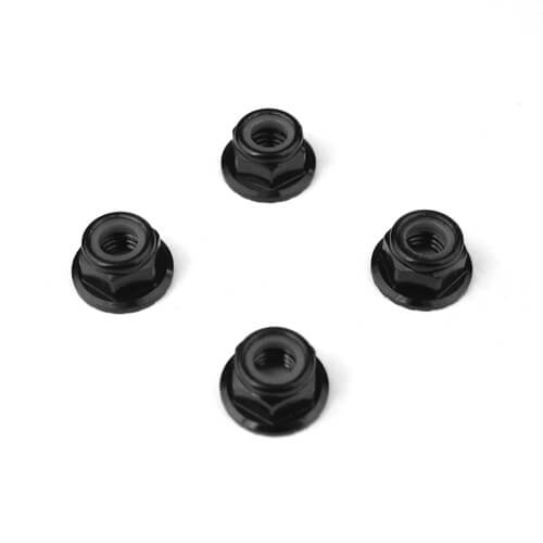 Tekno M5 Locknuts (aluminum, flanged, serrated, black, 4pcs) - TKR1215