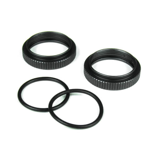 Tekno Shock Adjustment Nuts (aluminum, gun metal ano, 2pcs) - TKR6013