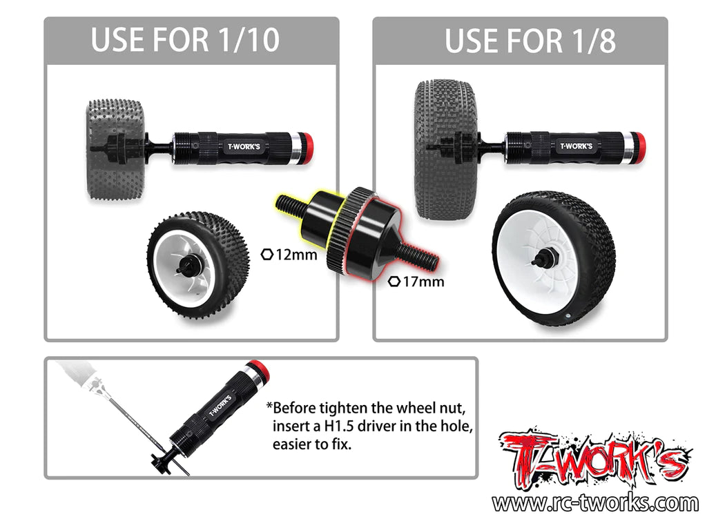 T-Works TT-121-A 1/8 & 1/10 Hand-held Tire Balancer Tool - RCXX - rc racing for professionals