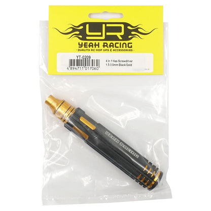 Clé hexagonale 4 en 1 pour tournevis 1,5-3,0 mm, noire et dorée