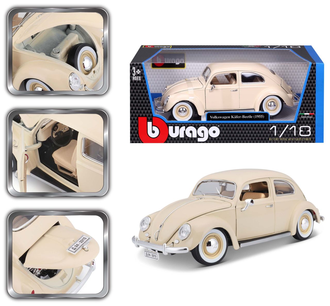 Volkswagen Käfer 1955 1/18 beige - RCXX - RC Racing Shop | RC Models | Tuning & Spare Parts for Professionals