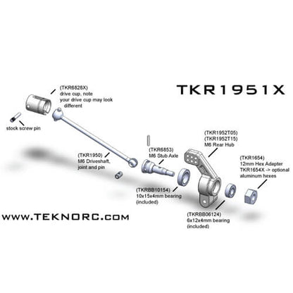 Tekno M6 Driveshafts and Hub Carriers (Slash 2WD, Nitro Rustler/Stampede, rear)  - TKR1951X