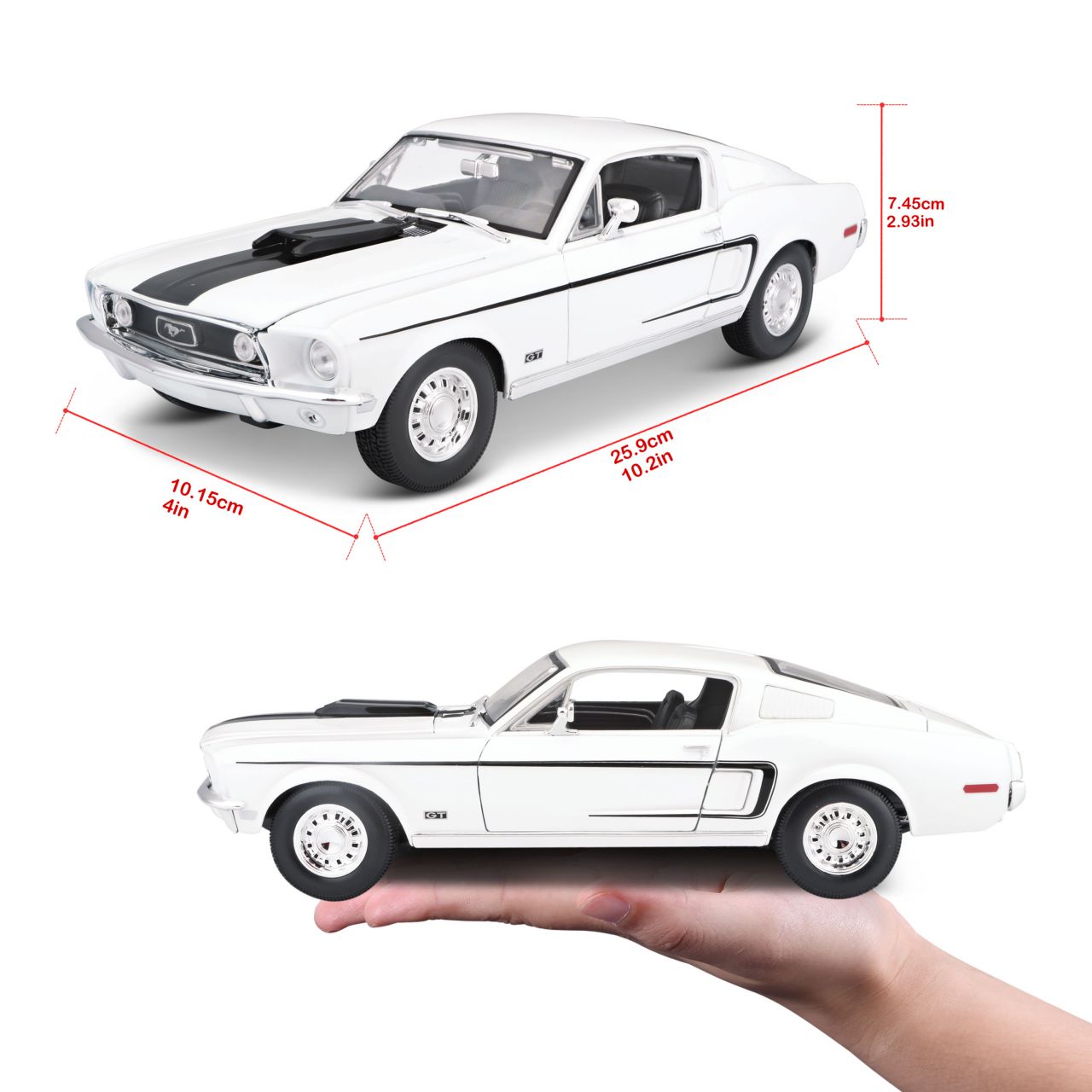 Ford Mustang GT Cobra 1968 weiss 1/18 - RCXX - RC Racing Shop | RC Models | Tuning & Spare Parts for Professionals