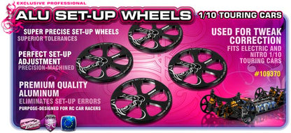 Hudy Aluminium Setup Wheels for 1/10 Touring Cars (4) BLACK - H109370 - RCXX - rc racing for professionals