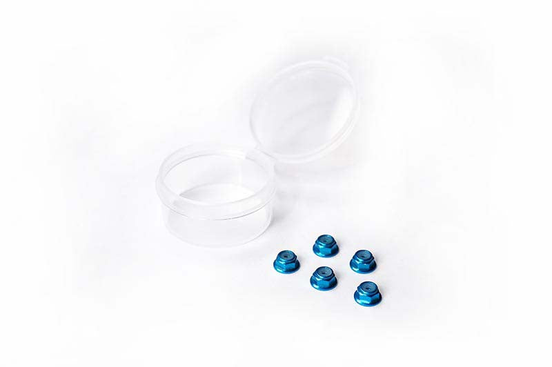 Stoppmuttern M2 geflanscht Alu Blau Koswork (5) Mini-Z Series
