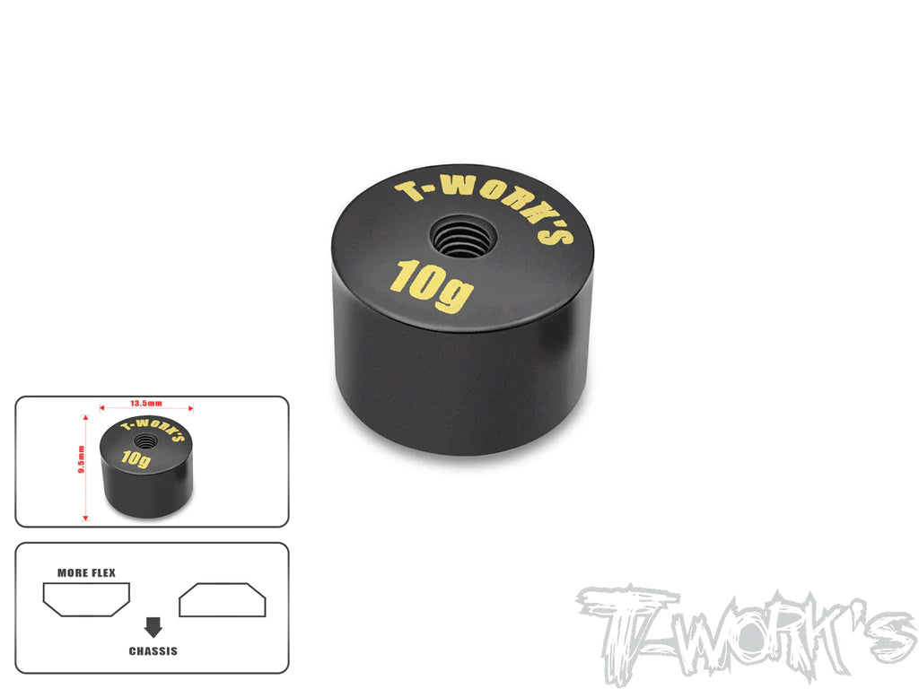 T-Works TA-067-M Anodized Precision Balancing Brass Weights 10g VERSION 2 (1) 13.5x9.5mm - RCXX - rc racing for professionals