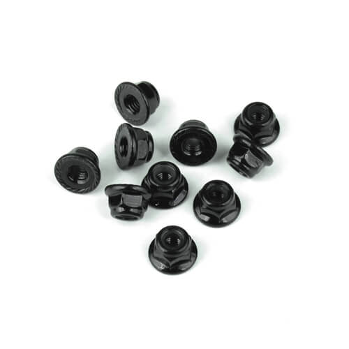 Tekno M4 Locknuts (flanged, black, 10pcs) - TKR1212
