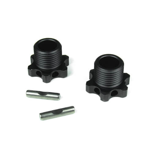 Tekno Wheel Hubs (aluminum, lightened, gun metal ano, w/pins, 2pcs, EB48) - TKR5071X