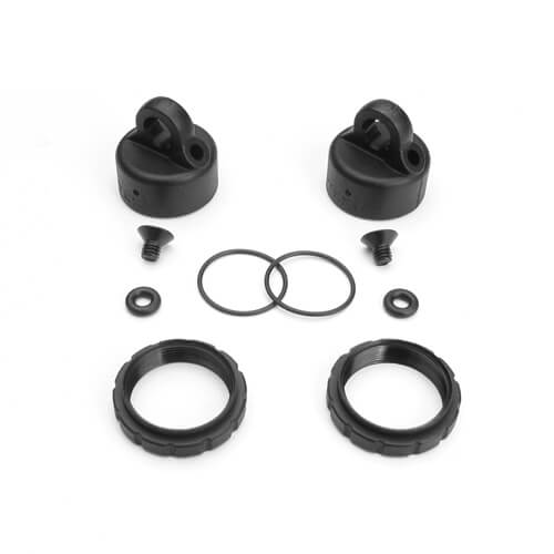 Tekno Shock Cap and Spring Adjuster Set (composite, for 2 shocks, EB48) - TKR6018