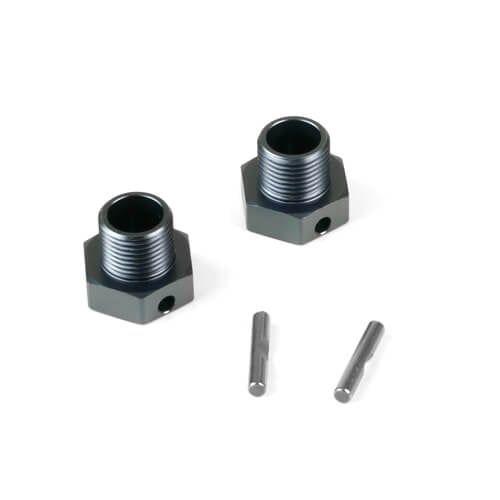 Tekno Wheel Hubs (+2mm offset, 17mm, gun metal ano, w/pins, 2pcs) - TKR9671