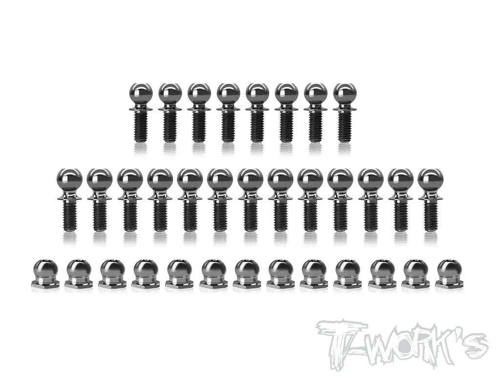 T-Works TP-185 64 Titanium Ball End set for Awesomatix A800R  - 34pcs. - RCXX - rc racing for professionals