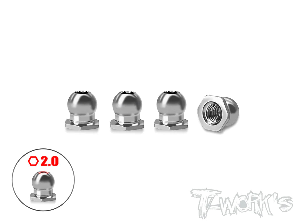 T-Works TP-800R-F 64 Titanium 4.8mm Pivot Ball With Thread for Awesomatix A800R - 4pcs. - RCXX - rc racing for professionals